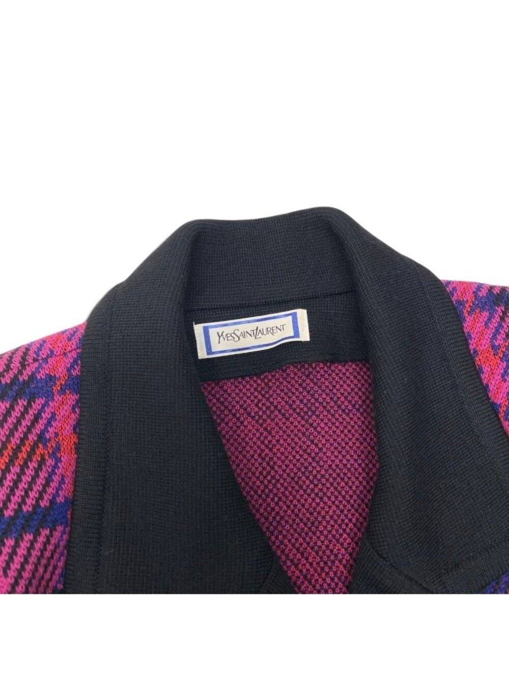 Saint Laurent Double Breasted Chesterfield Knit Coat Plaid Multicolor Wool - Picture 11 of 12